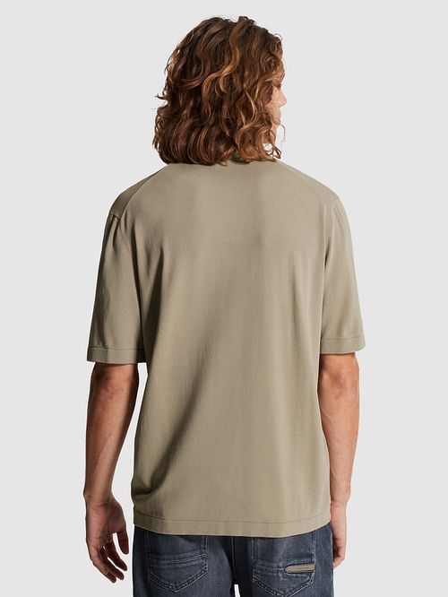 Cast Iron Knitted Riva Polo Shirt Taupe Model / Achterkant