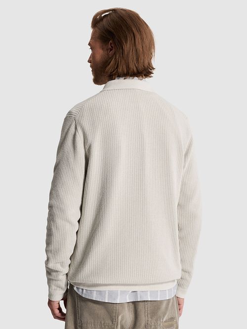 Cast Iron Longsleeve Half-Zip Polo Chenille White Down