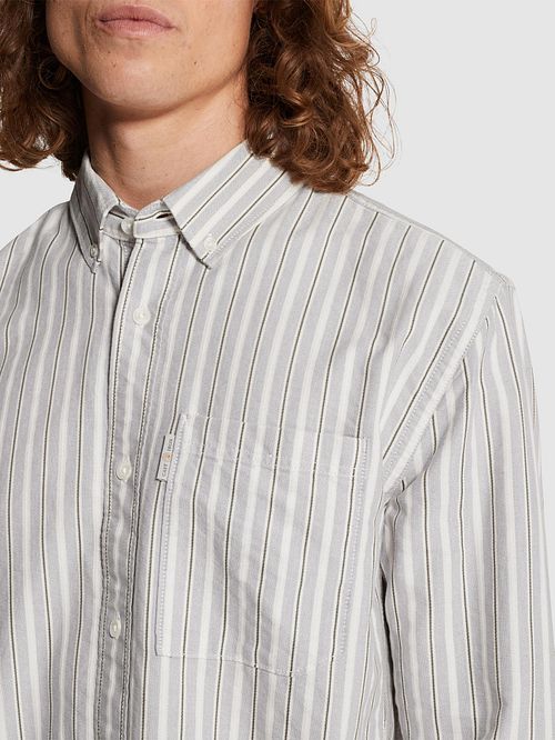 Cast Iron Overhemd Oxford Stripe Lichtblauw Model / Detail