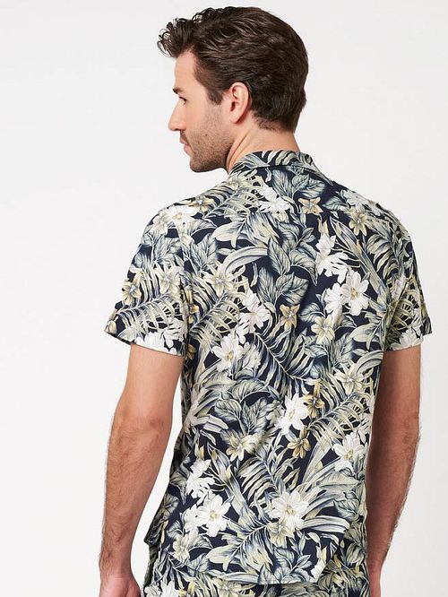 Desoto Kortærmet Skjorte Festival Marineblå Grøn Model / Achterkant