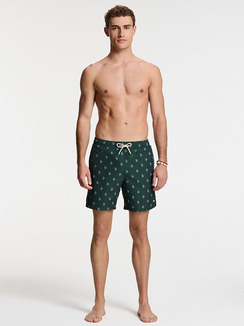 Shiwi Badeshorts Mike Sketched Coral Dunkelgrün Model / Voorkant