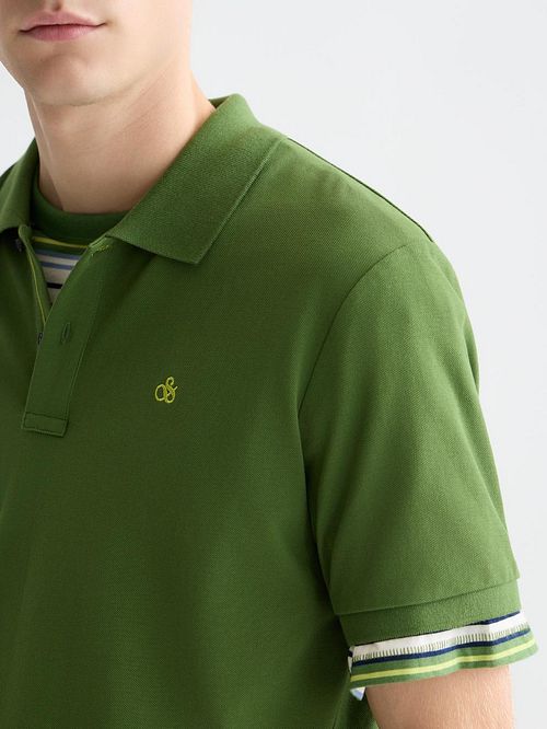 Scotch And Soda Core Piqué Polo Shirt Green Model / Detail