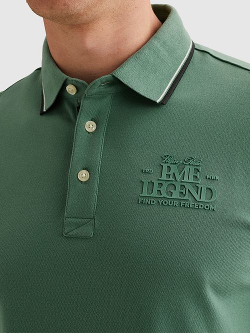 PME Legend Piqué Poloshirt Deep Sea Model / Detail