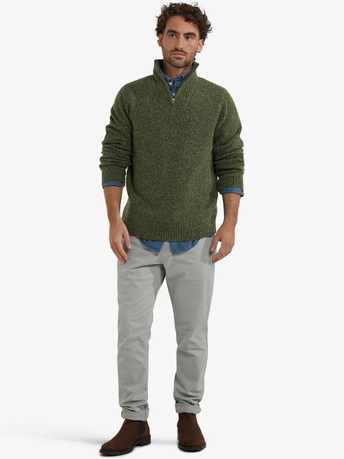 McGregor Half Zip Pullover Lammwolle Blend Olive Model / Voorkant