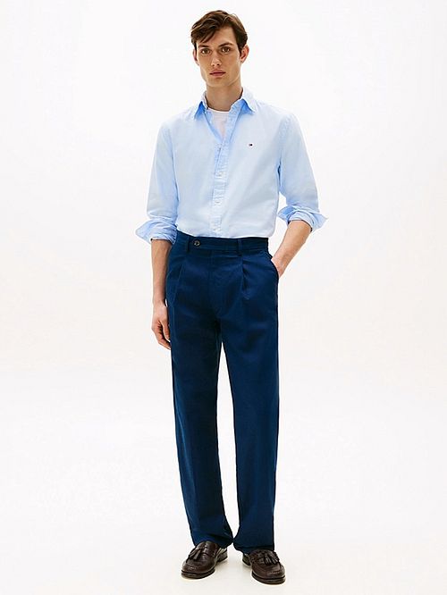 Tommy Hilfiger Poplin Hemd Flex Hellblau Model / Voorkant