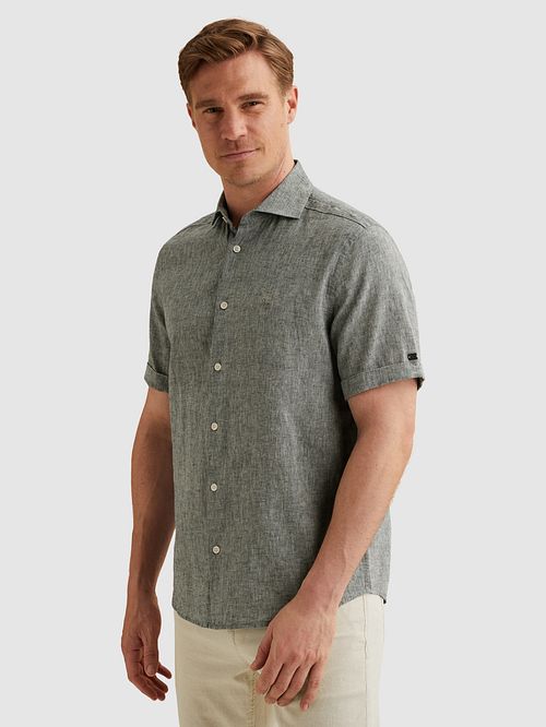 Vanguard Short Sleeve Hemd Leinen Blend Hellblau Model / Zijkant