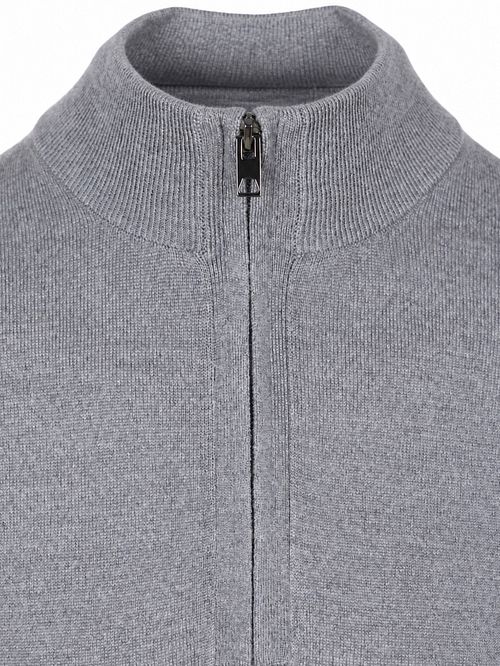 Jersey OLYMP de lana gris con media cremallera Product / Detail