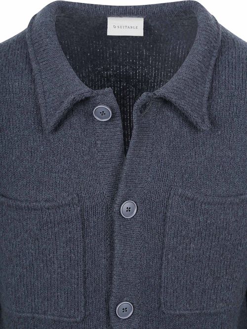 Kardigan Suitable z gotowanej wełny, w kolorze niebieskim Product / Detail