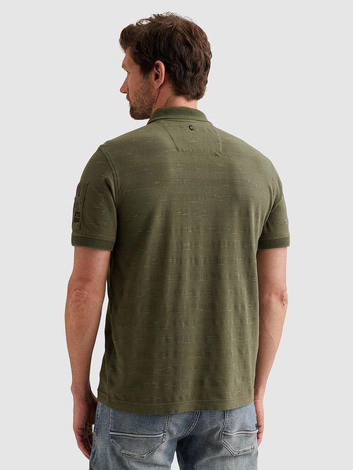 Koszulka polo PME Legend Popcorn w kolorze ciemnozielonym Model / Achterkant