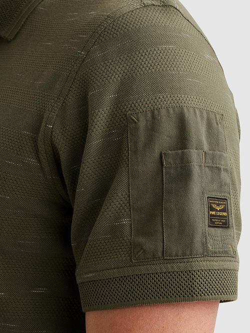 Koszulka polo PME Legend Popcorn w kolorze ciemnozielonym Model / Detail