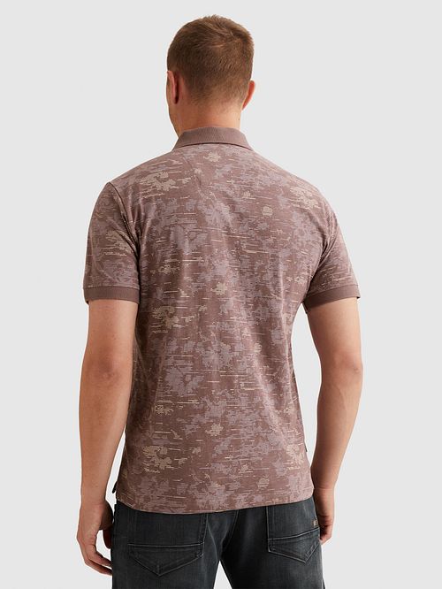 Koszulka polo PME Legend Slub Jersey Moonscape w kolorze fioletowym Model / Achterkant