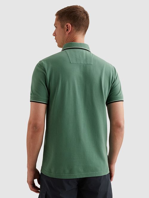 Koszulka polo PME Legend z piki Deep Sea, regular fit, zielona Model / Achterkant