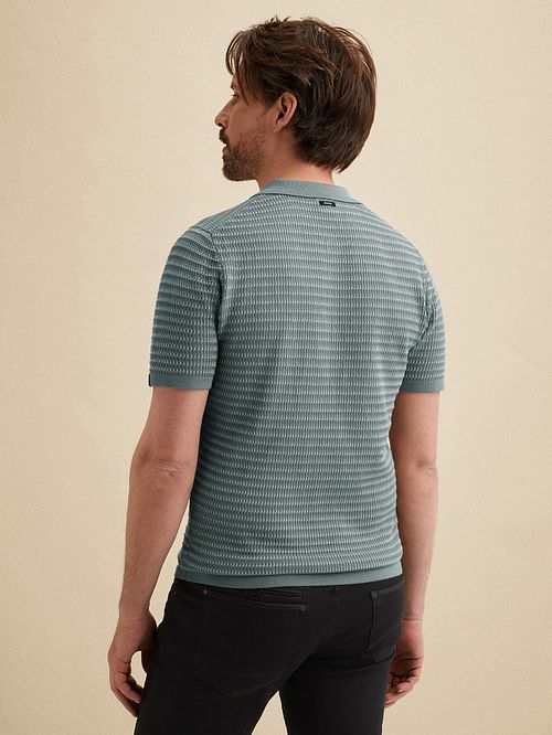 Koszulka polo Vanguard Arona z dzianiny w kolorze niebieskim Model / Achterkant