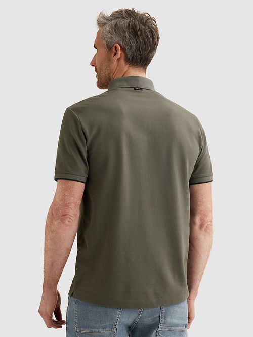 Koszulka polo Vanguard z piki Pewter, regular fit, ciemnozielona Model / Achterkant