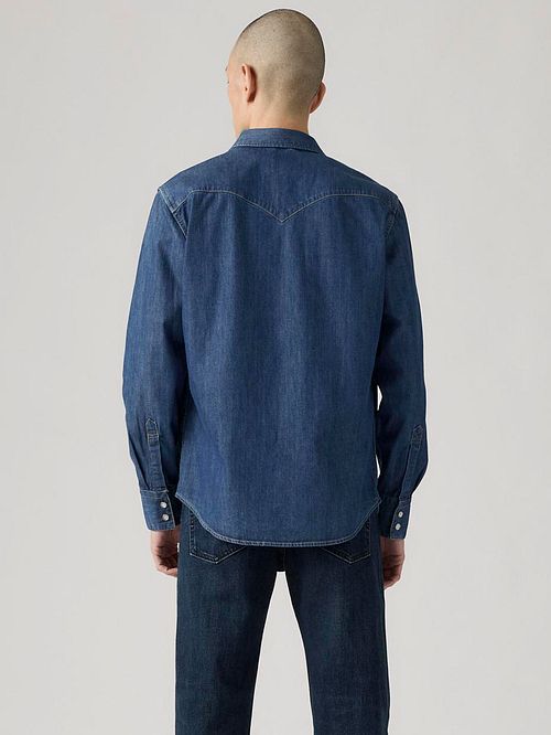 Levi's Barstow Western Koszula w kolorze średniego niebieskiego Model / Achterkant