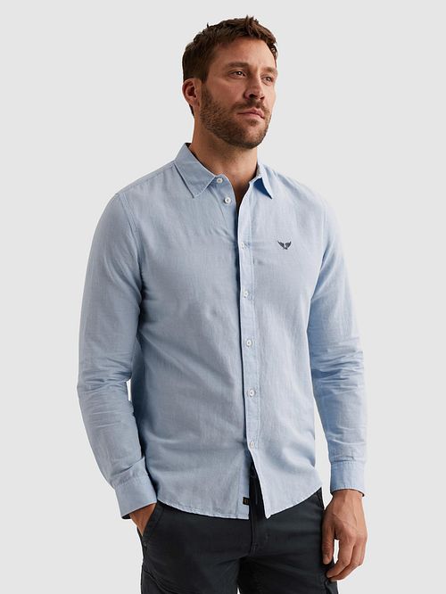 PME Legend Linnen Blend Overhemd Lichtblauw Model / Voorkant