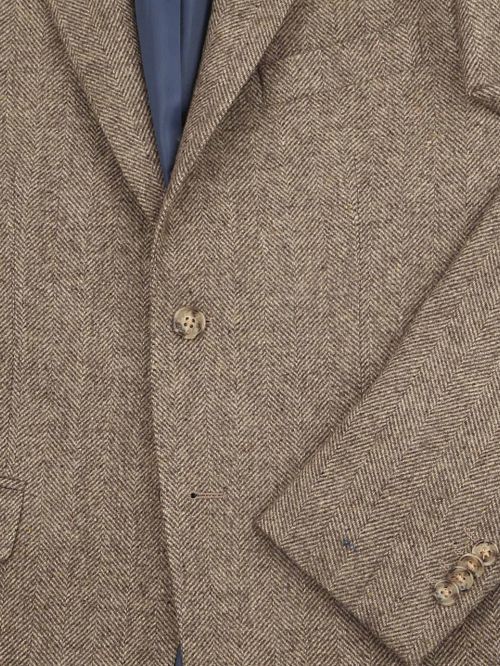 Marynarka Suitable Herringbone z wełny merynosów w kolorze jasnobrązowym Product / Detail