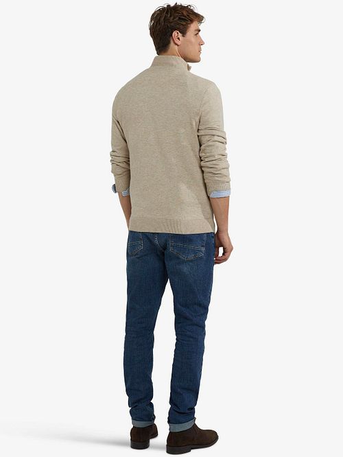 McGregor Half Zip Trui Merinowol Structure Sand Model / Achterkant