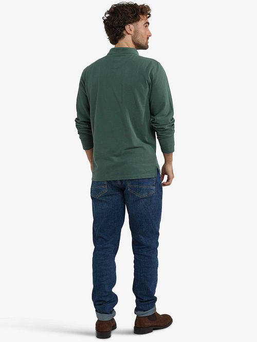 McGregor Langærmet Poloshirt i Salviegrøn Model / Achterkant