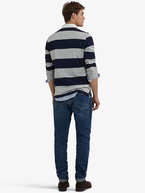 McGregor Rugby skjorte Stripe Navy Grå Model / Achterkant