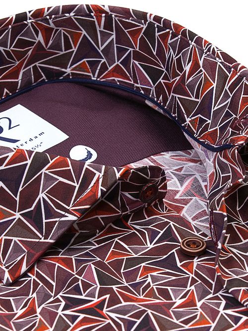 R2 Overhemd Poplin Triangle Print Bordeaux Product / Detail