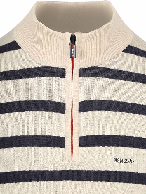 NZA Halv Zip Hættetrøje Wanake Stribet Ecru Product / Detail