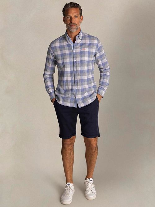 NZA Shirt Picton Linen Blend Bleu A Carreaux Model / Voorkant