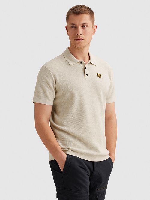 PME Legend Poloshirt Knitted Structure Ecru Model / Zijkant