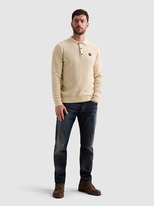 PME Legend Knitted Longsleeve Pikétrøye Bone White Model / Voorkant
