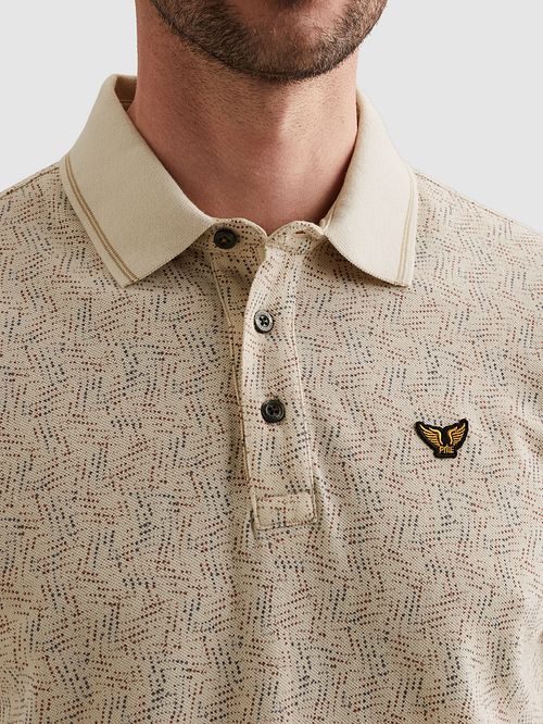 PME Legend Polo Shirt Piqué Print Ecru Model / Detail