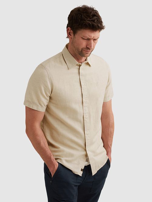 PME Legend Kortärmad Skjorta Cotton Linen Ecru Model / Zijkant