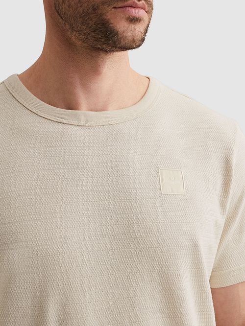 PME Legend T-Shirt Jacquard Stripe Ecru Model / Detail