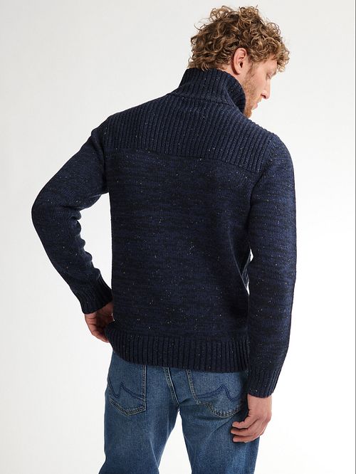 Petrol Cable Pullover Half Zip Hamilton Navy