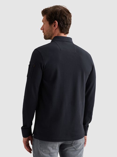 PME Legend Amerikansk Klassisk Langermet Poloskjorte Marineblå Model / Achterkant