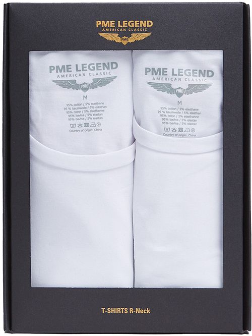 PME Legend Basic T-Shirt 2er Pack O-Ausschnitt Weiß Verpakking