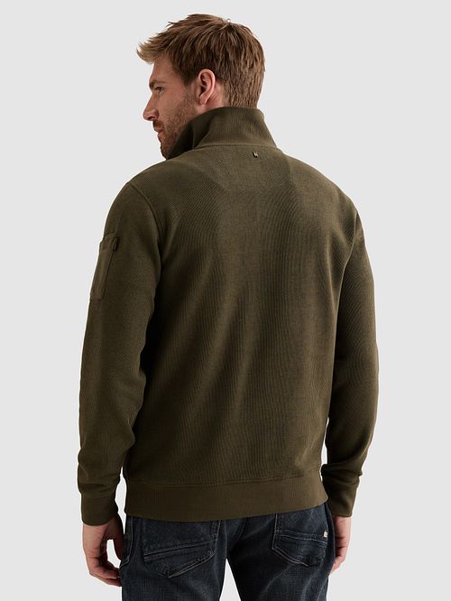 PME Legend Bluza z zamkiem do połowy Sweter Olive Model / Achterkant