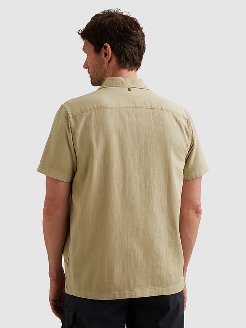 PME Legend Camisa Casual Manga Corta Slub Twill Spray Green Model / Achterkant