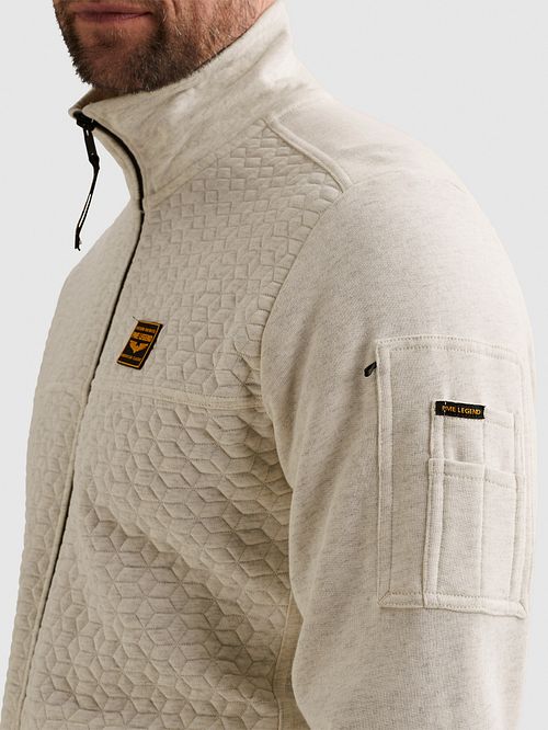 PME Legend Cardigan Interlock Ecru Model / Detail