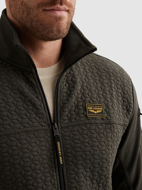 PME Legend Interlock Cárdigan Beluga Model / Detail
