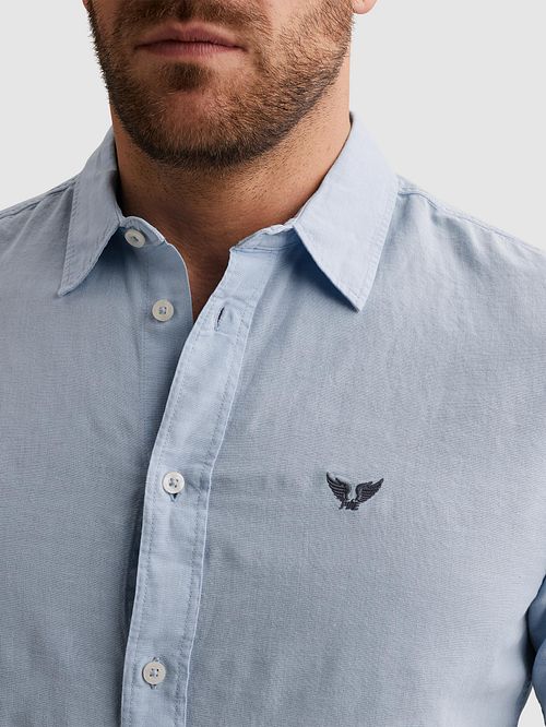 PME Legend Chemise Blend De Lin Bleu Clair Model / Detail