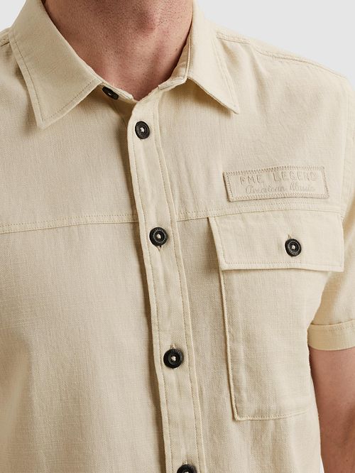 PME Legend Short Sleeve Hemd Ecru Model / Detail