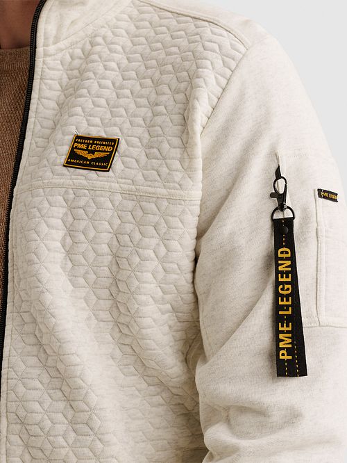 PME Legend Interlock Cárdigan Ecru Model / Detail