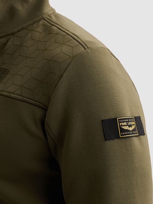 PME Legend Interlock Cárdigan Olive Model / Detail