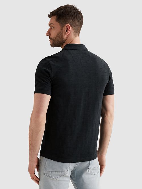 PME Legend Poloshirt Jacquard Jersey Marinblå Model / Achterkant