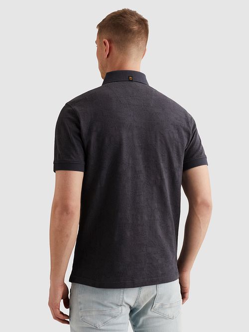 PME Legend Poloshirt Jacquard Jersey Graphite Blue Model / Achterkant