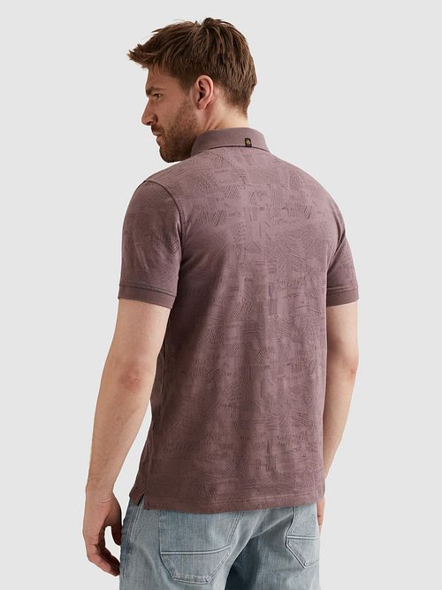 PME Legend Poloshirt Jacquard Jersey Moonscape Paars Model / Achterkant