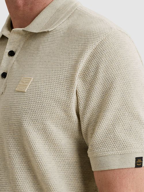 PME Legend Poloshirt Popcorn Jersey Ecru Model / Detail