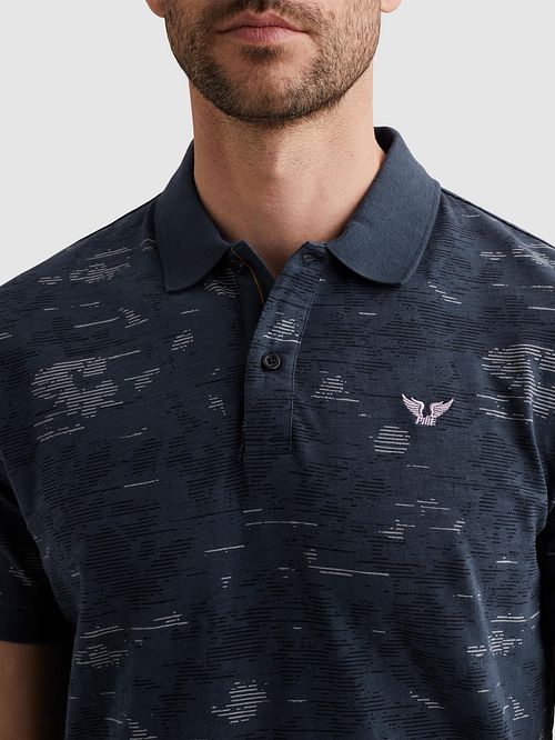 PME Legend Poloshirt Slub Jersey Marineblå Model / Detail