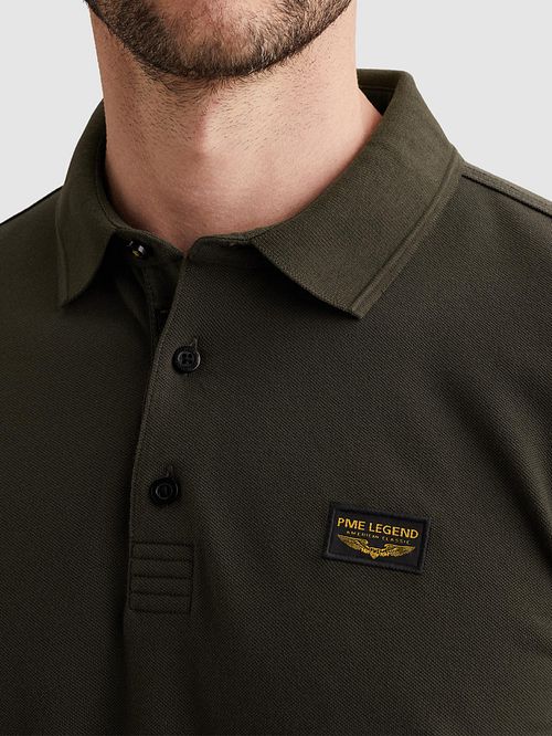 PME Legend American Classic Longsleeve Poloshirt Beluga Groen Model / Detail