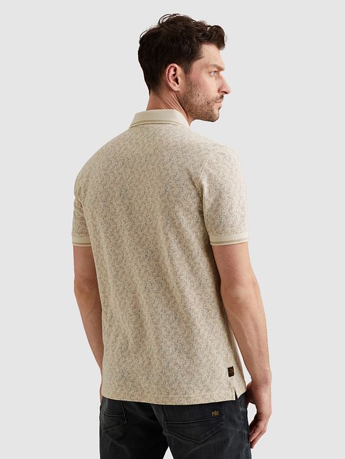 PME Legend Polo Shirt Piqué Print Ecru Model / Achterkant
